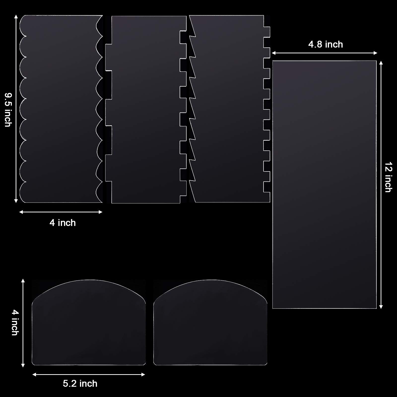 6 Pieces Clear Acrylic Cake Smoother Scraper Large Cake Comb For Icing Frosting Buttercream And Soft Plastic Cake Smoother Scrap